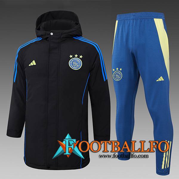 Chandal Plumas Con Capucha Ajax Negro/Azul 2024/2025