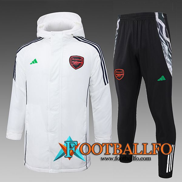 Chandal Plumas Con Capucha Arsenal Blanco/Negro 2024/2025