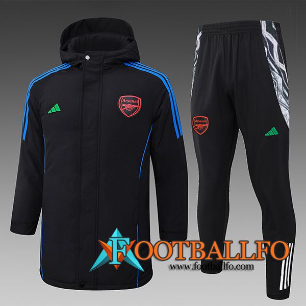 Chandal Plumas Con Capucha Arsenal Negro/Azul 2024/2025