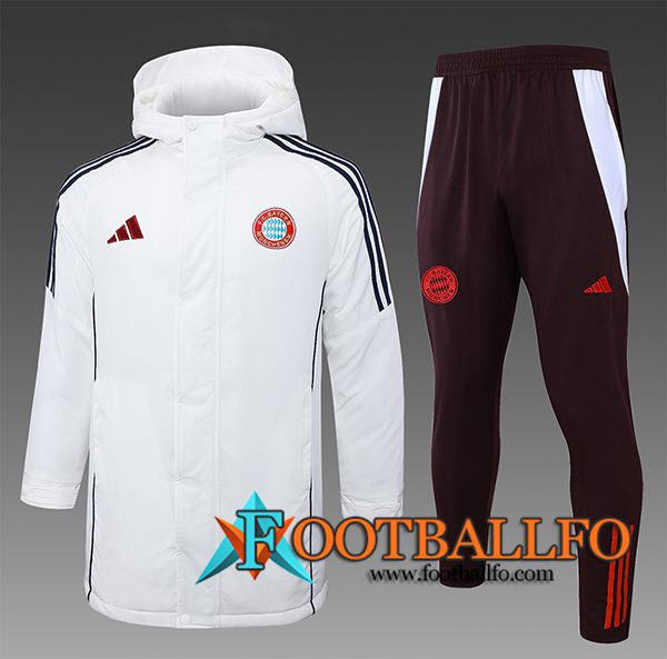 Chandal Plumas Con Capucha Bayern Munich Blanco/Negro/Rojo 2024/2025