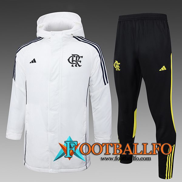 Chandal Plumas Con Capucha Flamengo Blanco/Negro/Amarillo 2024/2025 -02