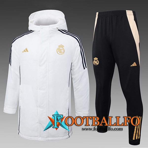 Chandal Plumas Con Capucha Real Madrid Blanco/Negro/Amarillo 2024/2025