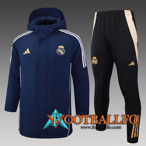 Chandal Plumas Con Capucha Real Madrid Azul/Blanco/Amarillo 2024/2025