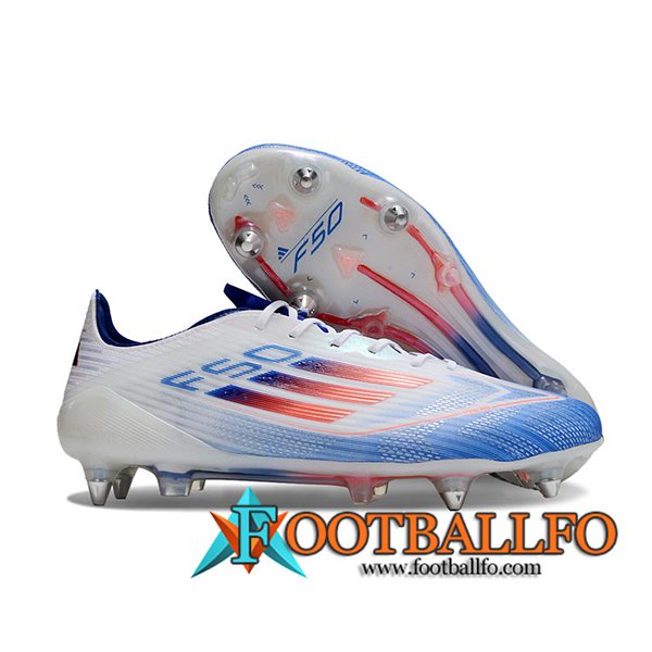 Adidas Botas De Fútbol F50 ELITE SG Blanco/Azul/Naranja