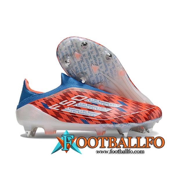 Adidas Botas De Fútbol F50 Elite Laceless SG Naranja/Azul