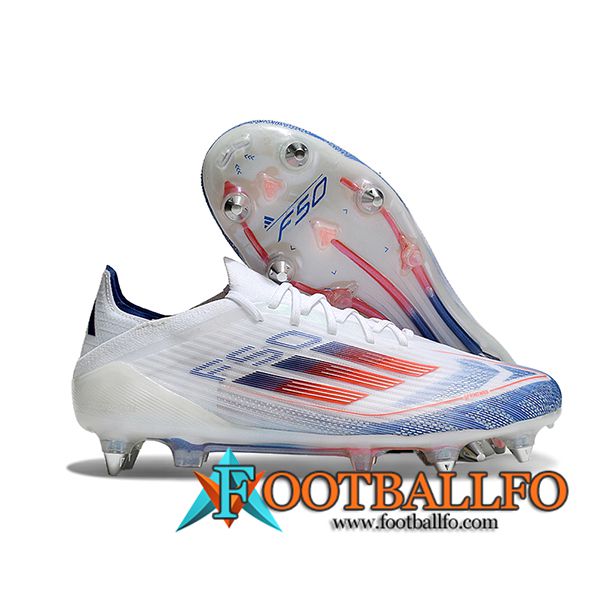 Adidas Botas De Fútbol F50 Elite SG Blanco/Azul/Naranja