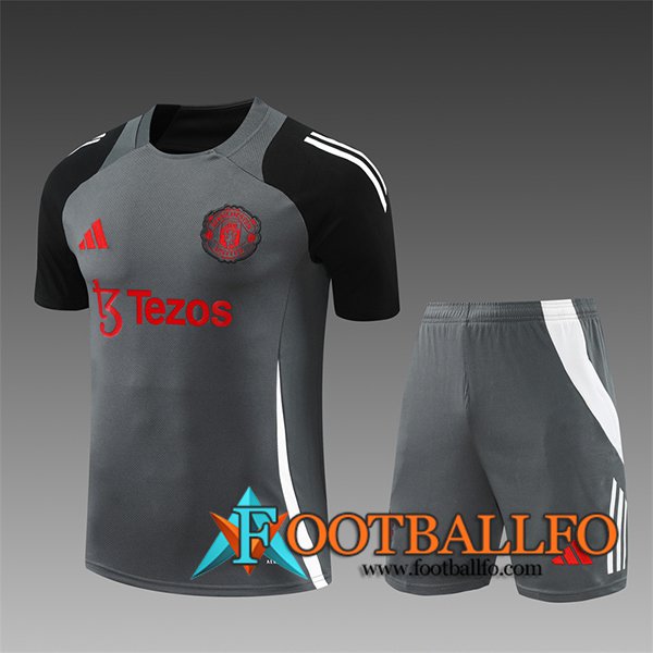 Camiseta Entrenamiento Manchester United Ninos Gris/Negro 2024/2025