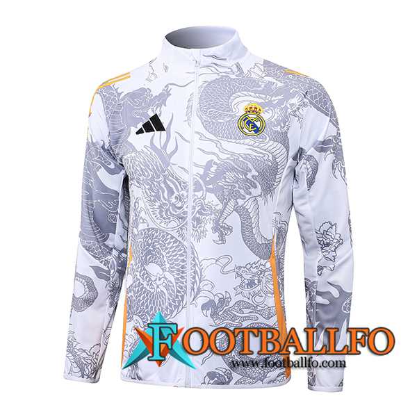 Chaquetas Futbol Real Madrid Blanco/Gris/Naranja 2024/2025