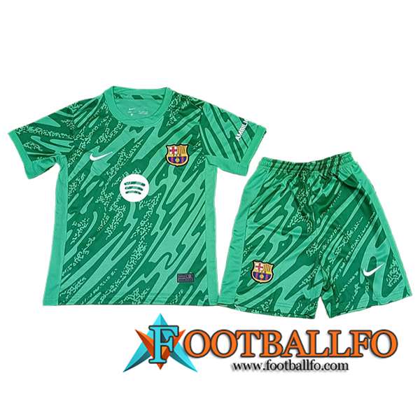 Camisetas De Futbol Barcelona Ninos Portero Verde 2024/2025