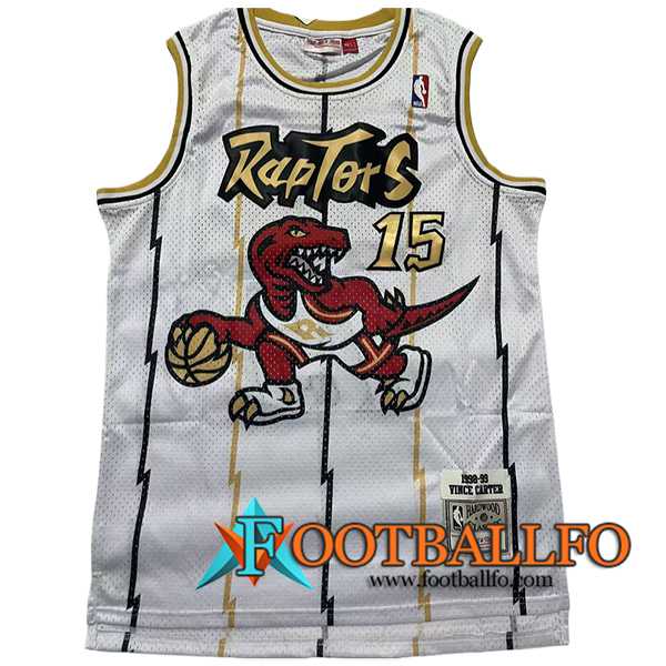 Camisetas Toronto Raptors (CARTER #15) 2024/25 Blanco/Amarillo