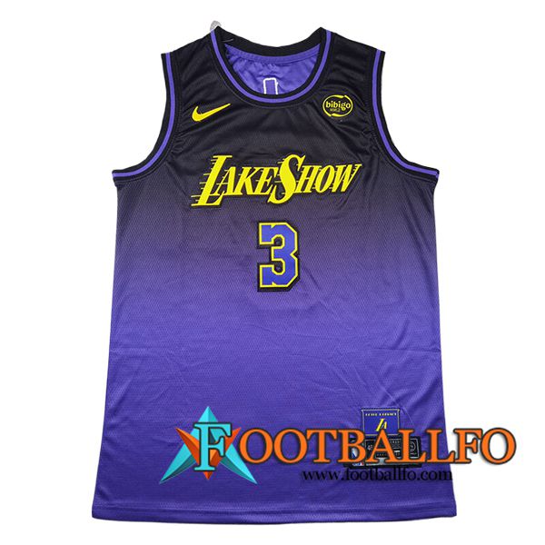 Camisetas Los Angeles Lakers (DAVIS #3) 2024/25 Negro/Violeta/Amarillo