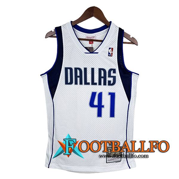 Camisetas Dallas Mavericks (NOWITZKI #41) 2024/25 Blanco/Azul/Negro