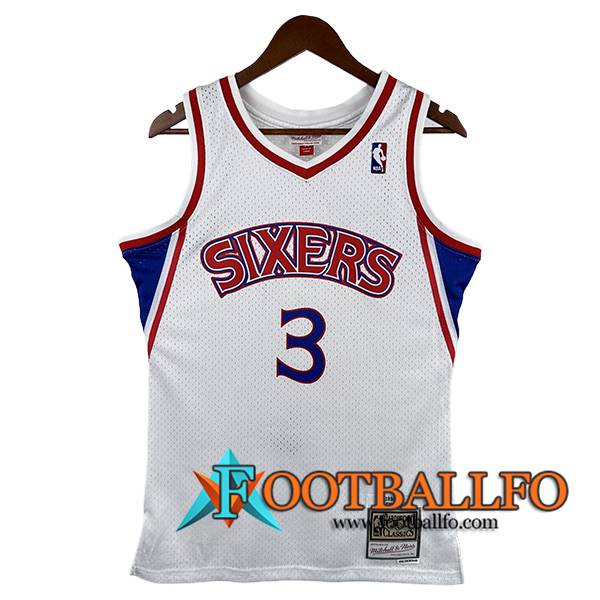 Camisetas Philadelphia 76ers (IVERSON #3) 2023/24 Blanco/Azul/Rojo