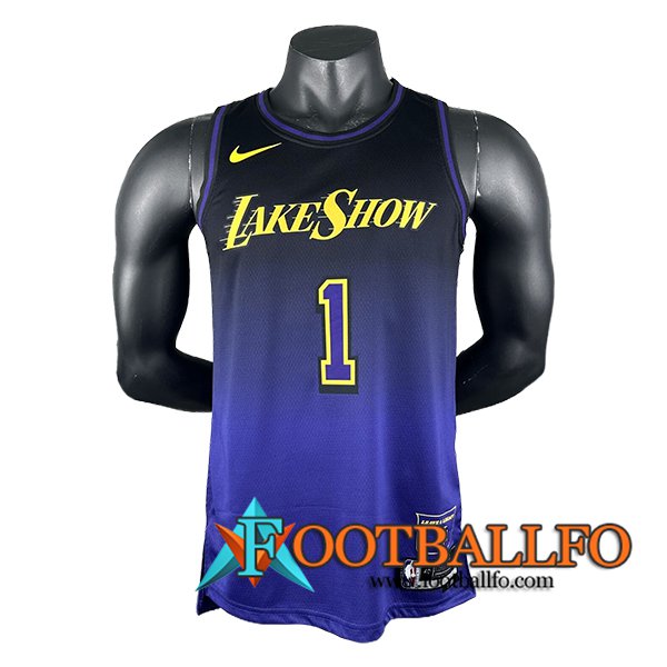 Camisetas Los Angeles Lakers (RUSSELL #1) 2024/25 Violeta/Negro