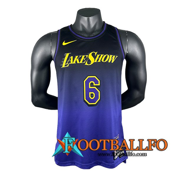 Camisetas Los Angeles Lakers (JAMES #6) 2024/25 Violeta/Negro