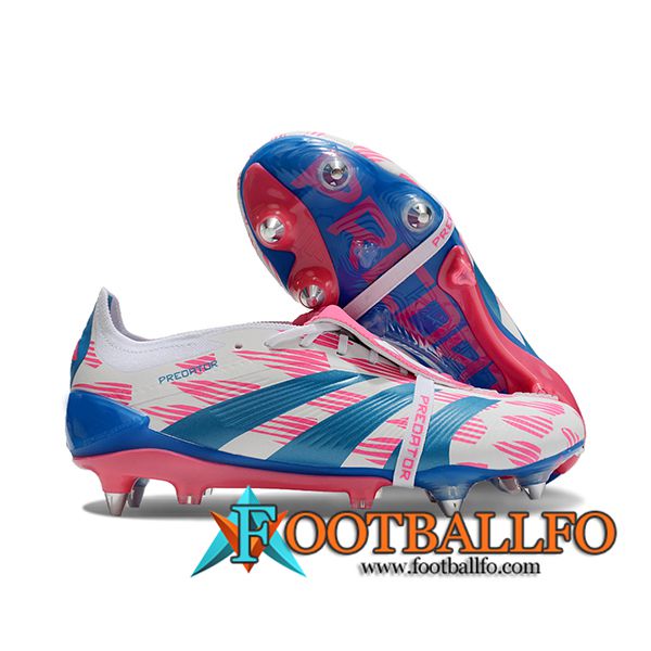 Adidas Botas De Fútbol Predator Elite Tongue SG Blanco/Rosa/Azul