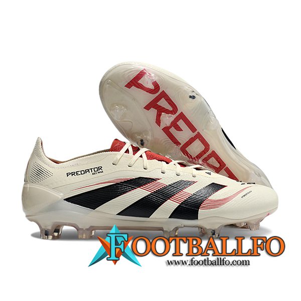 Adidas Botas De Fútbol 25 Predator Elite Tongue FG Blanco/Negro/Rojo