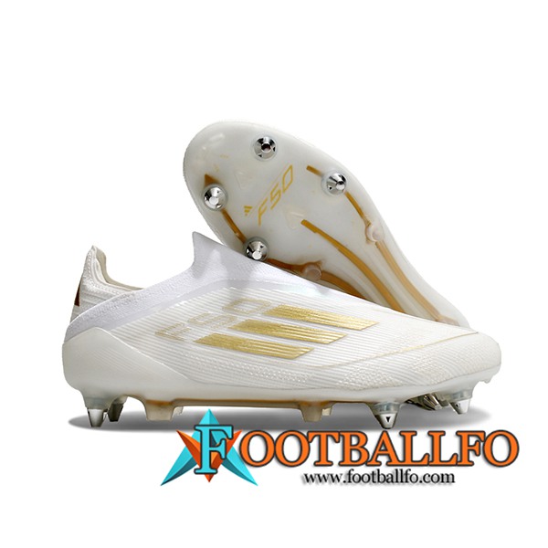 Adidas Botas De Fútbol F50 Elite Laceless SG Blanco/Amarillo