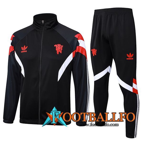 Chandal Equipos De Futbol Chaquetas Manchester United Negro/Rojo/Blanco 2024/2025