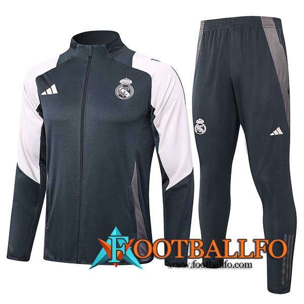 Chandal Equipos De Futbol Chaquetas Real Madrid Gris/Blanco 2024/2025