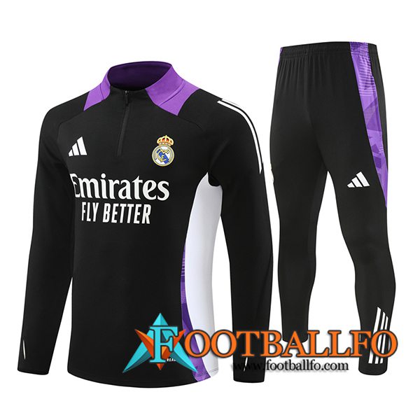 Chandal Equipos De Futbol Real Madrid Negro/Blanco/Violeta 2024/2025