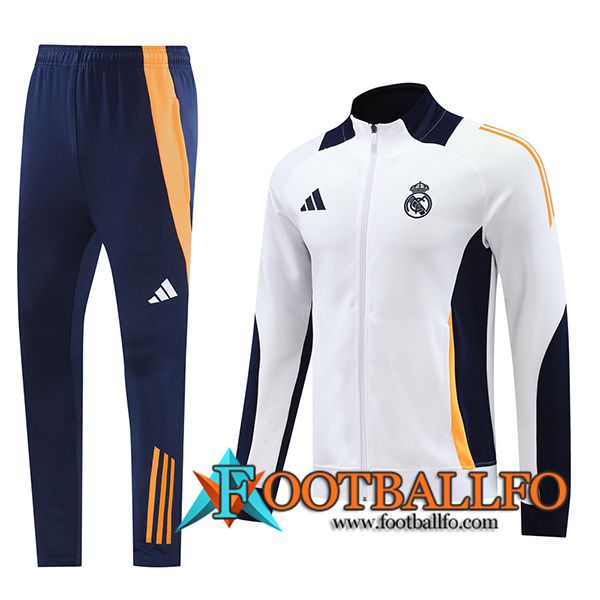 Chandal Equipos De Futbol Chaquetas Real Madrid Blanco/Azul/Naranja 2024/2025