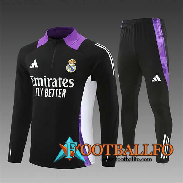 Chandal Equipos De Futbol Real Madrid Ninos Negro/Blanco/Violeta 2024/2025