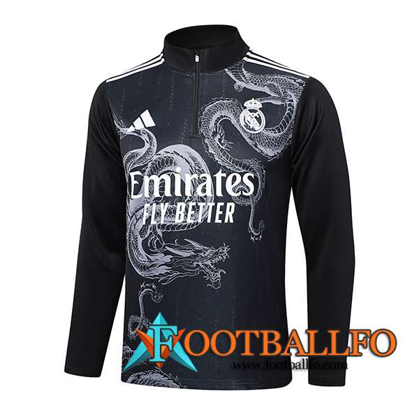 Sudadera De Entrenamiento Real Madrid Negro/Blanco 2023/2024