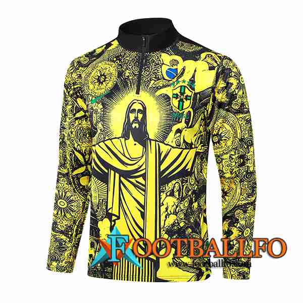 Sudadera De Entrenamiento Brasil Negro/Amarillo 2024/2025