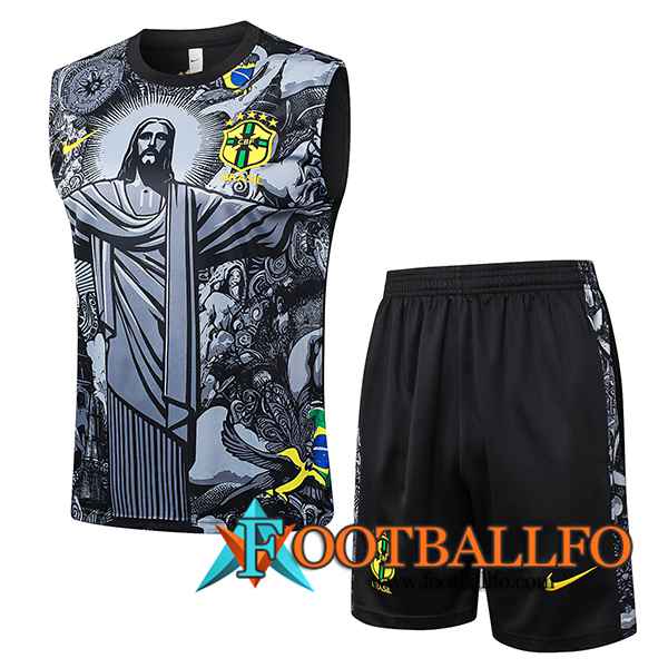 Camiseta Entrenamiento sin mangas Brasil Gris/Negro 2024/2025