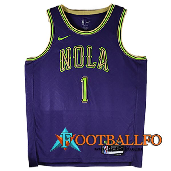 Camisetas De Futbol New Orleans Pelicans (WILLIAMSON #1) 2024/25 Violeta/Verde