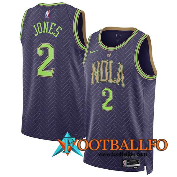 Camisetas De Futbol New Orleans Pelicans (JONES #2) 2024/25 Violeta/Verde