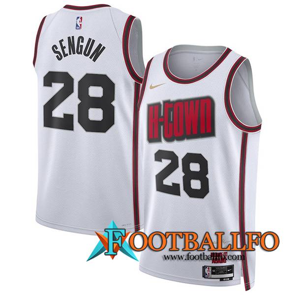 Camisetas De Futbol Houston Rockets (SENGUN #28) 2024/25 Blanco/Rojo/Negro