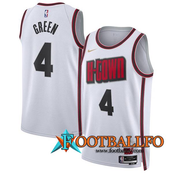 Camisetas De Futbol Houston Rockets (GREEN #4) 2024/25 Blanco/Rojo/Negro