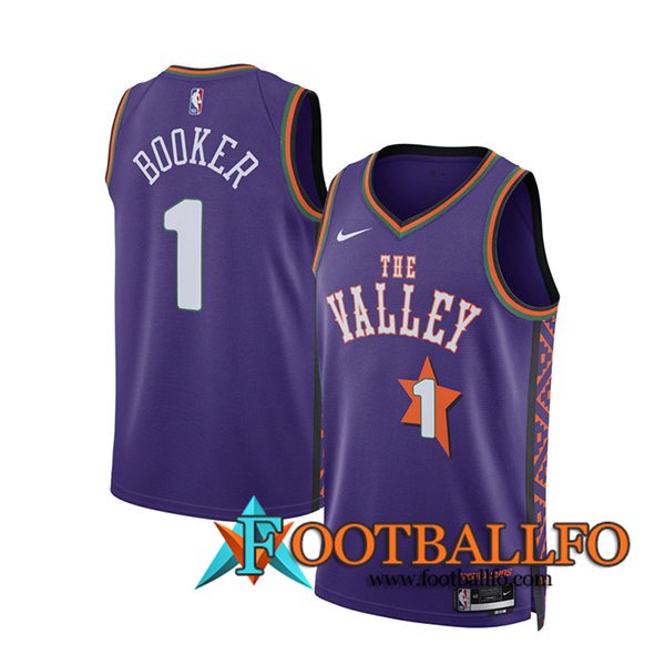 Camisetas De Futbol Phoenix Suns (BOOKER #1) 2024/25 Violeta/Blanco