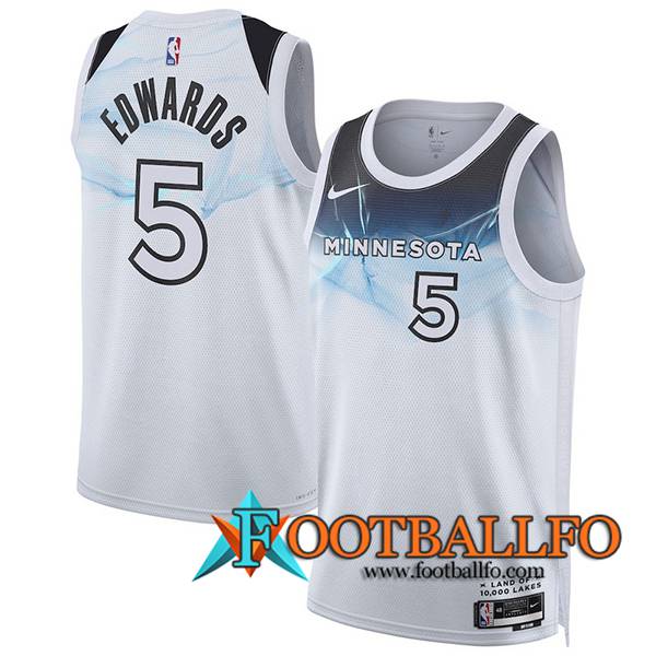 Camisetas De Futbol Minnesota Timberwolves (EDWARDS #5) 2024/25 Blanco/Azul -03