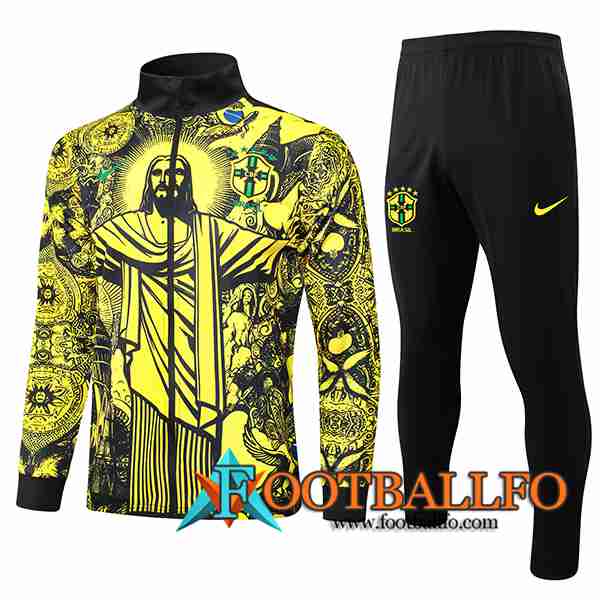 Chandal Equipos De Futbol Chaquetas Brasil Amarillo/Negro 2024/2025