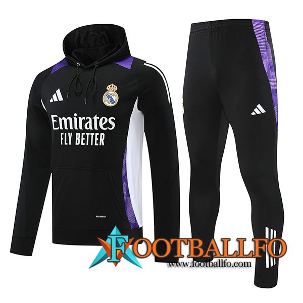 Chaqueta Con Capucha Chandal Real Madrid Negro/Blanco/Violeta 2024/2025