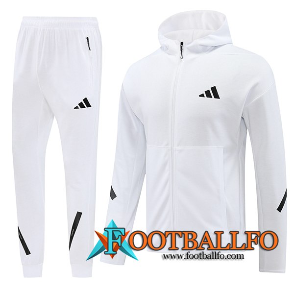 Chaqueta Con Capucha Chandal Rompevientos Chaqueta Adidas Blanco/Negro 2024/2025