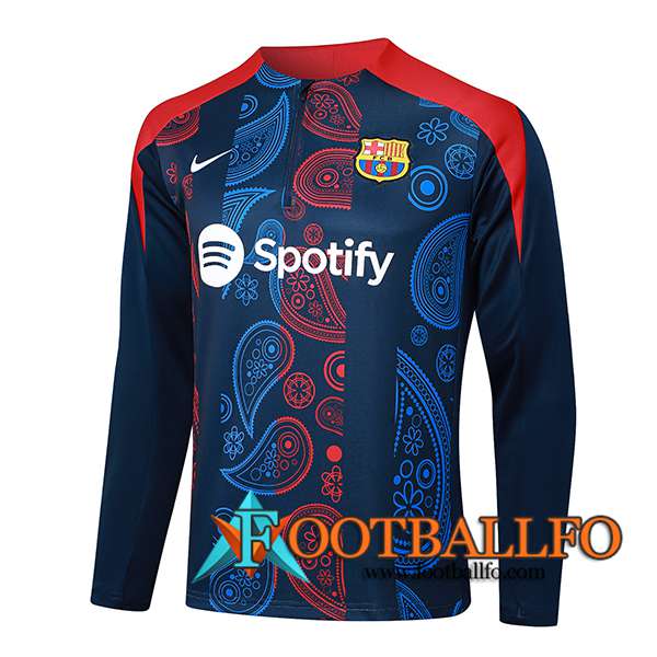 Sudadera De Entrenamiento FC Barcelona Azul/Rojo 2024/2025 -02