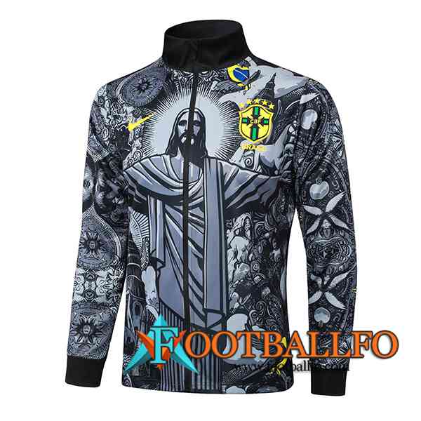 Chaquetas Futbol Brasil Gris/Negro 2024/2025