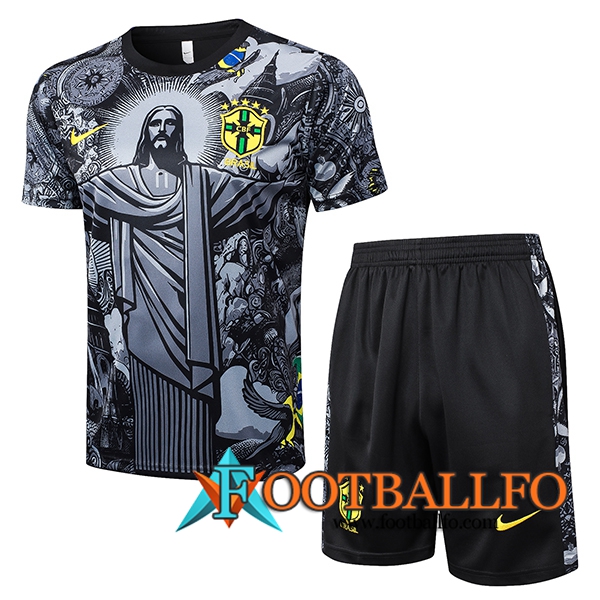 Camiseta Entrenamiento Brasil Gris/Negro 2024/2025