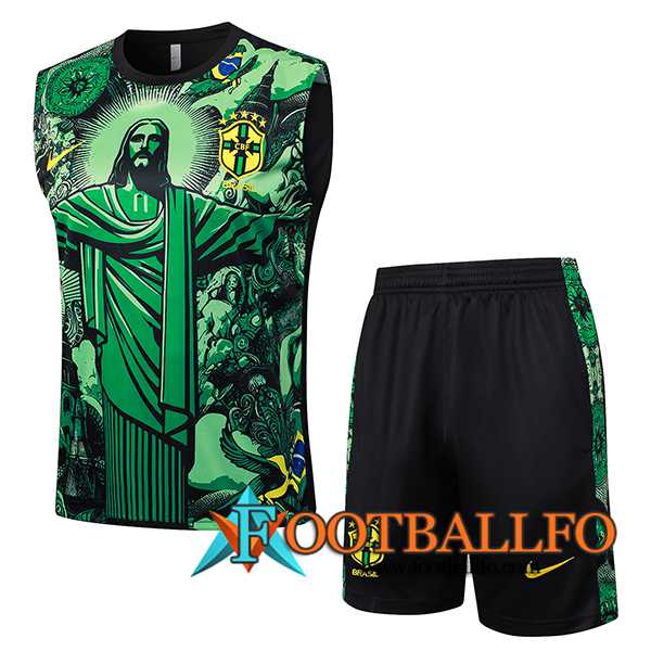 Camiseta Entrenamiento sin mangas Brasil Verde/Negro 2024/2025