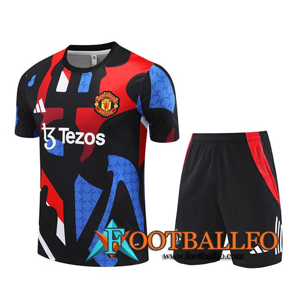 Camiseta Entrenamiento Manchester United Negro/Azul/Rojo 2024/2025