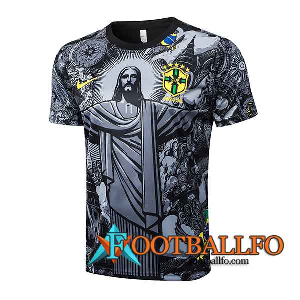 Camiseta Entrenamiento Brasil Gris/Negro 2024/2025