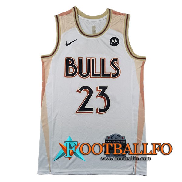 Camisetas NBA Chicago Bulls (JORDAN #23) 2024/25 Blanco/Naranja