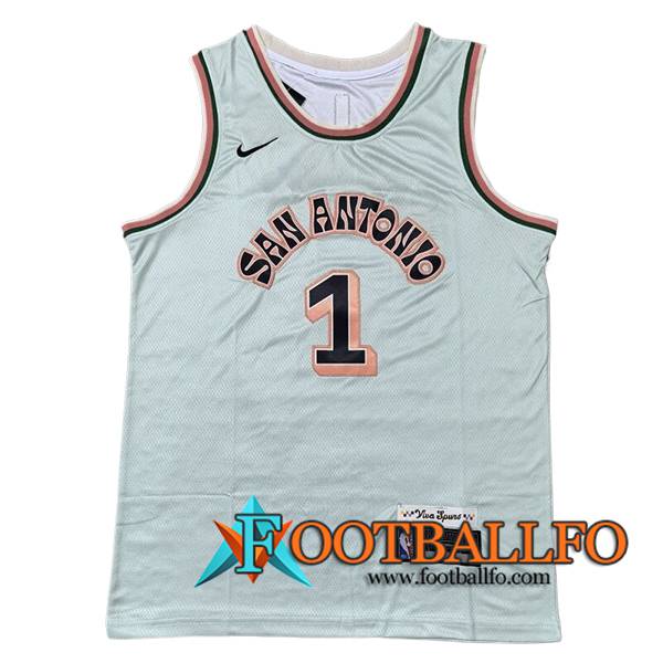 Camisetas NBA San Antonio Spurs (WEMBANYAMA #1) 2024/25 Blanco/Naranja/Negro