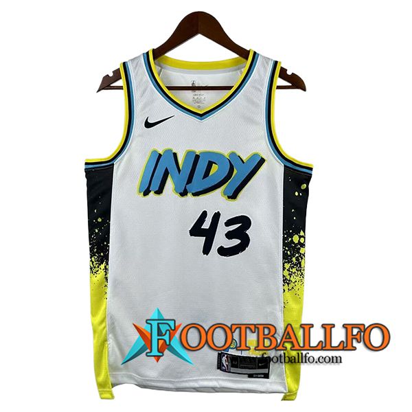 Camisetas NBA Indiana Pacers (SIAKAM #43) 2024/25 Blanco/Amarillo/Negro/Azul