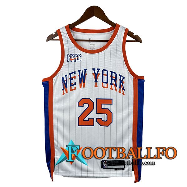 Camisetas NBA New York Knicks (BRIDGES #25) 2024/25 Blanco/Naranja -02