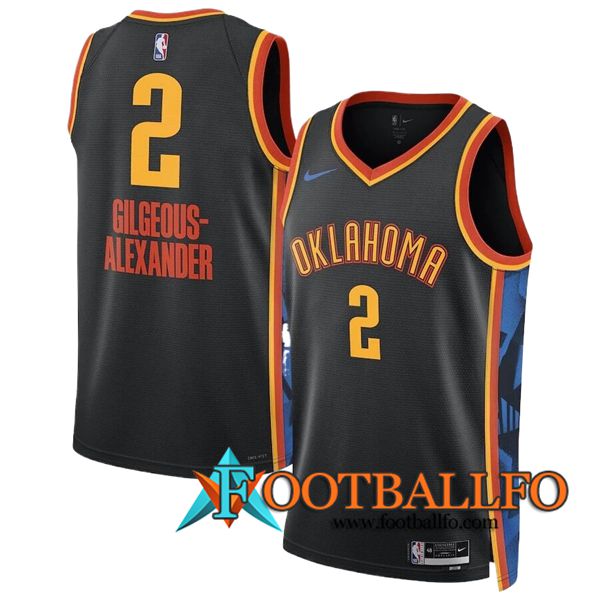 Camisetas NBA Oklahoma City Thunder (GILGEOUS-ALEXANDER #2) 2024/25 Negro/Naranja/Azul